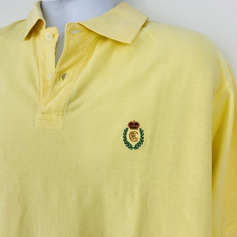 Vintage Ralph Lauren Chaps Yellow 100% Cotton Short Sleeve Polo Shirt Medium - Picture 2 of 7